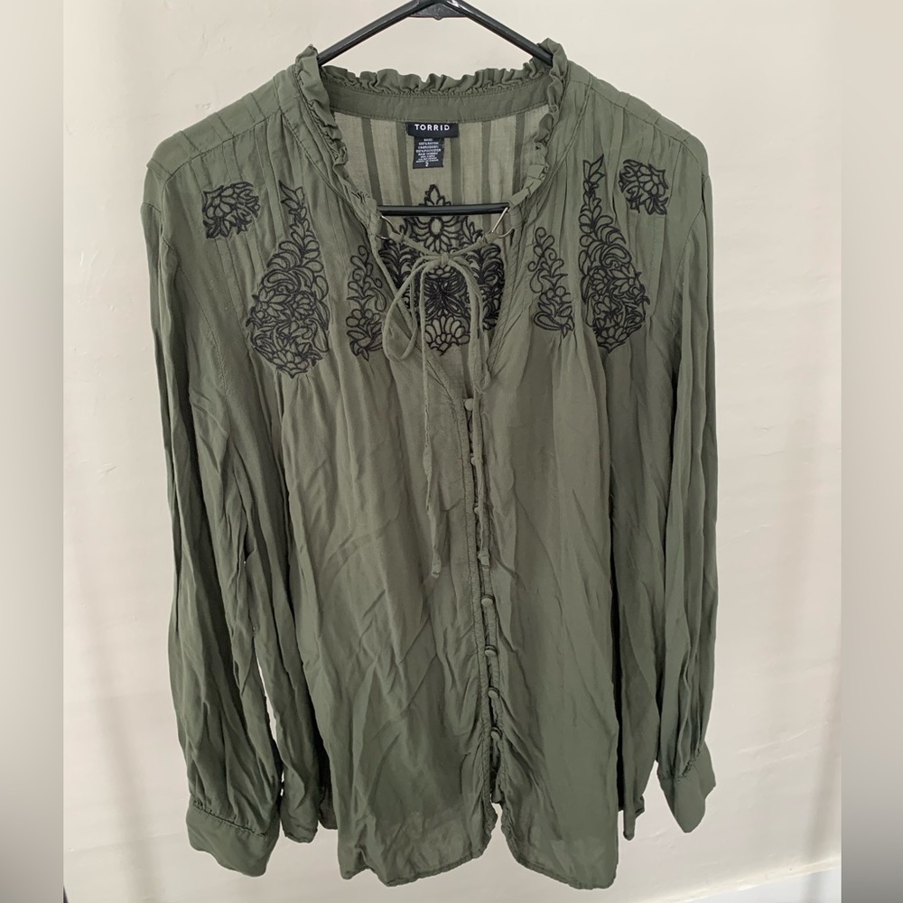 Torrid Army Green Plus Size Blouse